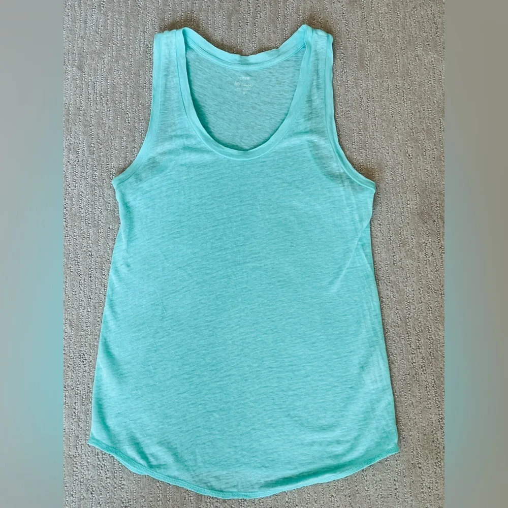 J. Crew Linen Tank Seafoam Blue